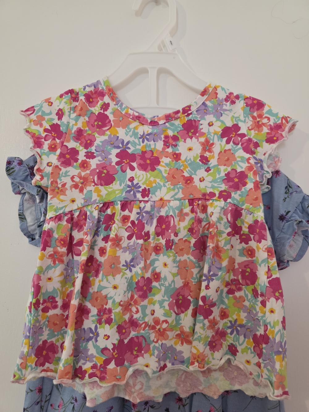 Girls Floral Short Sleeve Peplum Top - Bright Multi